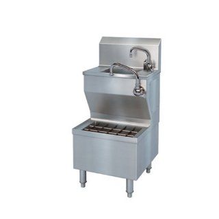 BSI HSIUS Brushed Stainless Steel Hand Sink with Integral Utility Sink, 30" Length x 21 1/2" Width x 44" Height