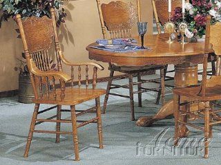 ACME 02186A C Nostalgia Double Press Back Arm Chair, Oak Finish   Dining Chairs