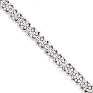 Sterling Silver Diamond Flower Bracelet   JewelryWeb Jewelry