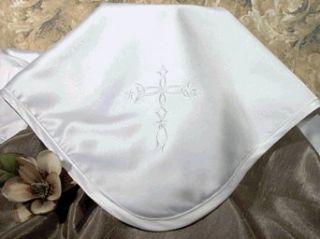 Matte Satin Christening Blanket with Embroidered Celtic Cross Clothing