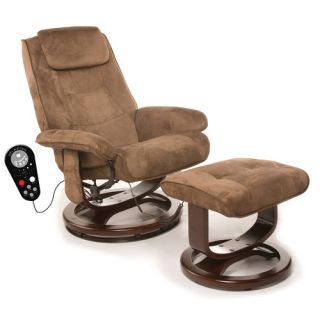 Leisure Faux Suede Reclining Heated Massage Chair with Ottoman