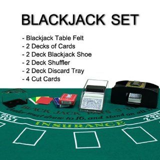 2 Deck Blackjack Set   All in one Blackjack Kit  Blackjack Layouts  Sports & Outdoors
