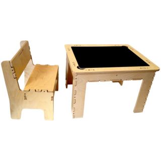Flip Top Dry Erase and Chalk Table with Bench