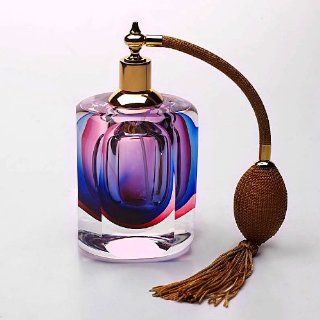 Hand Blown Lavender Multicolor Sommerso Art Glass Spray Perfume Bottle 6" tall   Decorative Bottles