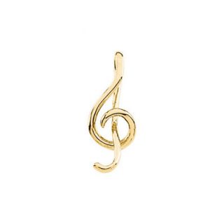 Jewelryweb 14k Yellow Gold Music Symbol Pendant21x9mm