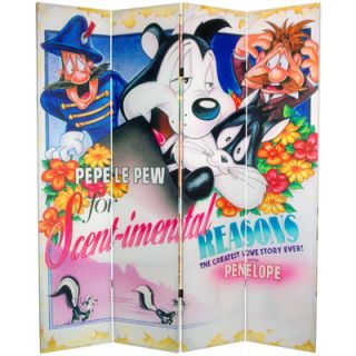 Oriental Furniture 71 x 63 Tall Double Sided Speedy and Pepe Le Pew