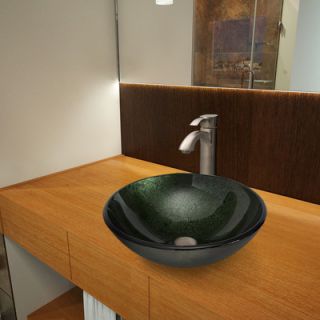 Vigo Glass Vessel Bathroom Sink with Otis Faucet   VGT354