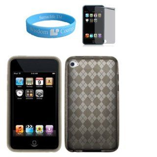 Smoke Silicone Skin Case for Apple Ipod Touch 4th Generation with Mirror Screen Protector for itouch 4th gen and Wristband Electronics