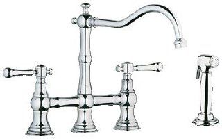 Grohe 20158EN0 Brushed Nickel Bridge Kitchen Faucet with Side Spray 20158 Kitchen & Dining