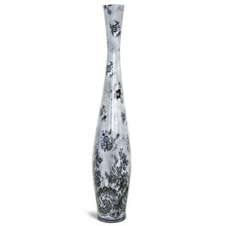 PoliVaz Lace Medium Floor Vase in Black on White