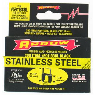 Arrow Fastener 1/4 X 5/16 Black T59 Stainless Steel Staples