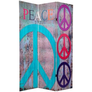 Oriental Furniture 71.25 Double Sided Peace and Love 3 Panel Room