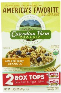 Cascadian Farm Granola, Oats and Honey, 16.0 Ounce (Pack of 6)  Granola Breakfast Cereals  Grocery & Gourmet Food