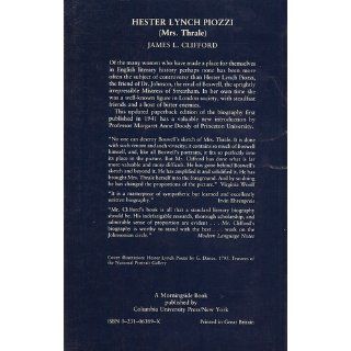 Hester Lynch Piozzi (Mrs. Thrale) James Clifford 9780231063890 Books