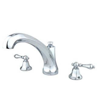 Aqueous Faucet Scroll Double Handle Desk Mount Roman Tub Faucet Lever