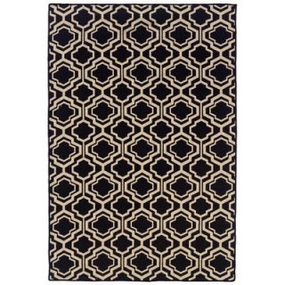 Linon Rugs Salonika Black DB Quatrefoil Rug