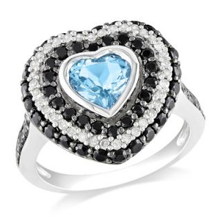 Amour Sterling Silver Heart Cut Topaz Halo Ring