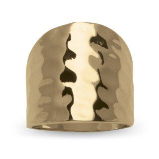 PalmBeach Jewelry 14k Gold Plated Hammered Style Cigar Band Ring Jewelry