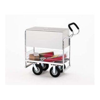 Medium Ergo Solid Metal Mail Cart with Locking Top and Caster Options 