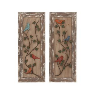 Woodland Imports 2 Piece Attractive Metal Wooden Framed Wall Décor