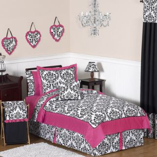 Sweet Jojo Designs Isabella Hot Pink, Black and White 4 Piece Twin