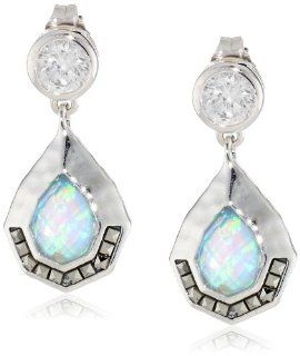 Judith Jack "Waterfall" Sterling Silver, Marcasite and Blue Opal Mother of Pearl Drop Earrings Jewelry