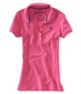 Aeropostale (Light Pink 699) A87 Solid Polo Shirt   Juniors' Size (Large)
