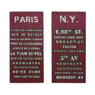 Woodland Imports New York and Paris Tourist Destinations Wall Art (Set