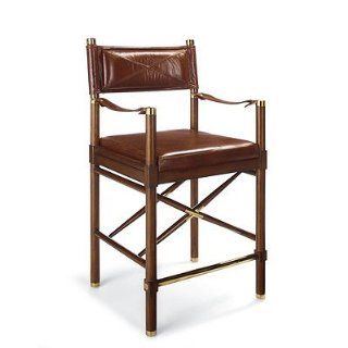 Borneo Campaign Counter Height Bar Stool (25 3/4"H seat)   Cinnamon Leather   Frontgate   Barstools With Backs