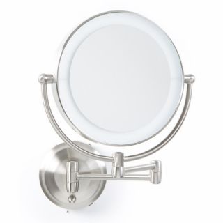 Round Wall Mounted Mirror with LED Surround Light in Satin Nickel