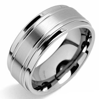 Bonndorf Tungsten Two Thin Grooves Comfort Fit Weddind Band