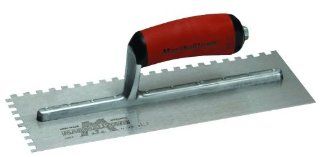 MARSHALLTOWN The Premier Line 702SD 11 Inch by 4 1/2 Inch Notched Trowel SQ with Curved DuraSoft Handle   Hand Trowels  