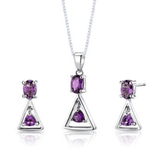 Oravo Sterling Silver 1.13 Multishape Gemstone Pendant Earrings and