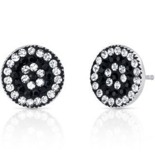 Oravo Concentric Circles Earrings with Swarovski Jet Black and Clear