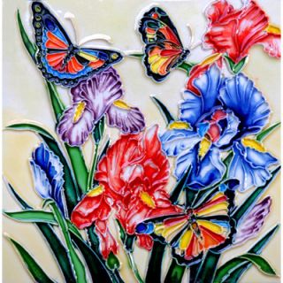 EnVogue 8 x 8 Flower with Butterfly Art Tile in Multi