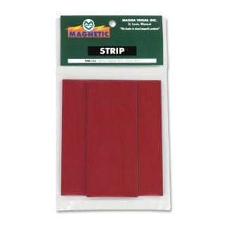 Magna Visual Magnetic Write On/Wipe Off Pre Cut Strips, 2 x .875 Inches, Red, 25 per Pack (PMR 723)  Magnetic Tape 