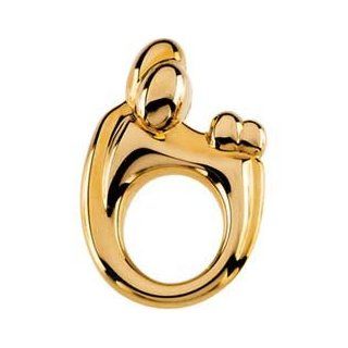 14K Yellow Gold Large Mother and Twins Family Pendant Jewelry