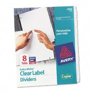 Avery Products   Avery   Index Maker White Dividers For Copiers, 8 Tab, Letter, Clear, 5 Sets/Pack   Sold As 1 Pack   Create an index using a typewriter and office copier.   Clear labels virtually disappear on white divider tabs.   Three hole punched for u