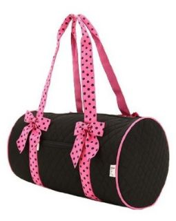 Quilted Black & Pink with Polka Dots 18" Duffel Bag Cheer Dance Sports Clothing