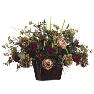 Tori Home Hydrangea/Rose/Grass in Tin Container