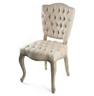 French Country Tufted Hemp Linen Piaf Dining Chair   Upholstered Tufted Dining Chairs
