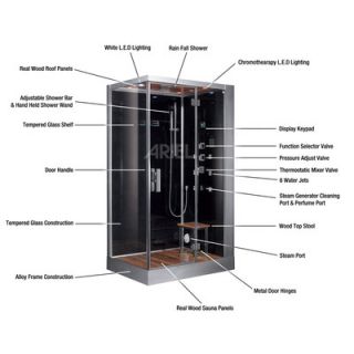 Ariel Bath Platinum 47 x 35.4 x 84.6 Pivot Door Steam Shower with
