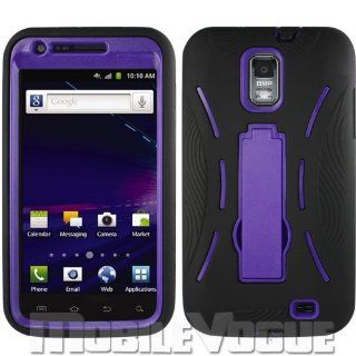 Samsung Galaxy S II Skyrocket/I727 Black/Purple Combo Silicone Case + Hard Cover + Kickstand Hybrid Case AT&T Cell Phones & Accessories