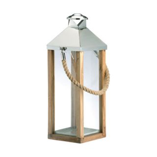 DK Living Metal and Glass and Wood Lantern
