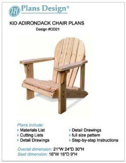 Child Adirondack Chair Woodworking Plans, Full Sized Patterns, #ODF21   Outdoor Furniture Woodworking Project Plans  