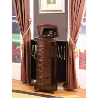 Wildon Home ® Murphy Eight Drawer Charging Jewelry Armoire in Coffee