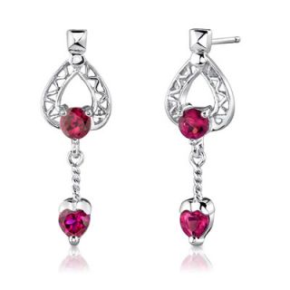 Oravo Sterling Silver 1.63 Multishape Ruby Pendant Earrings and 18