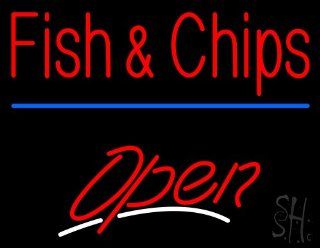 Fish and Chips Script2 Open Outdoor Neon Sign 24" Tall x 31" Wide x 3.5" Deep  Business And Store Signs 