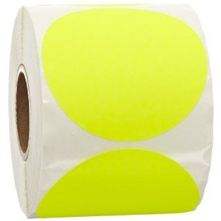 Aviditi DL614L Circle Inventory Color Coded Label, 3" Diameter, Fluorescent Yellow (Roll of 500)