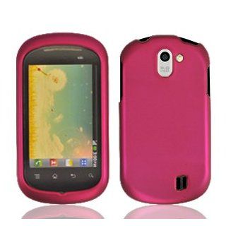 LG Double Play DoublePlay C729 C 729 / Flip 2 II Rose Red / Magenta / Honey Hot Pink Rubber Feel Snap On Hard Protective Cover Case Cell Phone Cell Phones & Accessories